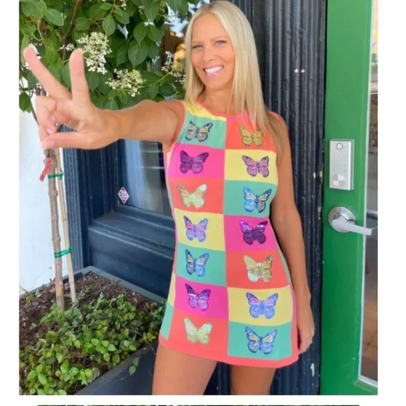 QUEEN OF SPARKLES QOS Colorful Butterfly Print Dress - Picture 6 of 11